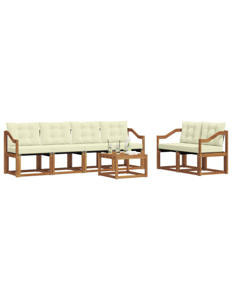 Set di divani con cuscino 7 pcs Naturale e Crema