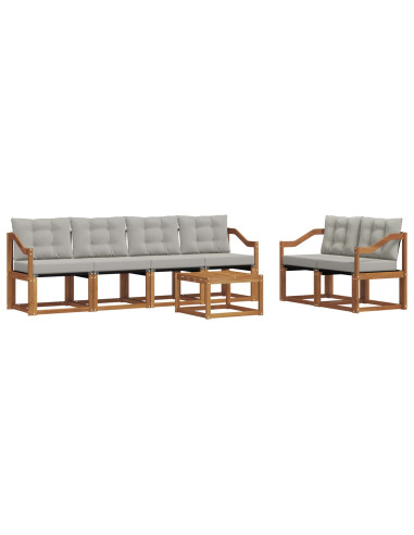 Set di divani con cuscino 7 pcs Grigio Naturale e Chiaro
