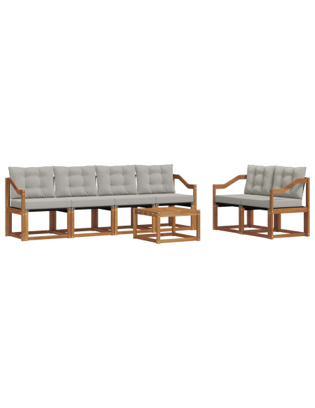 Set di divani con cuscino 7 pcs Grigio Naturale e Chiaro
