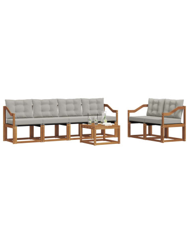 Set di divani con cuscino 7 pcs Grigio Naturale e Chiaro