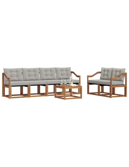 Set di divani con cuscino 7 pcs Grigio Naturale e Chiaro