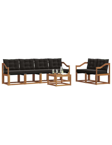 Set di divani con cuscino 7 pcs Naturale e Nero