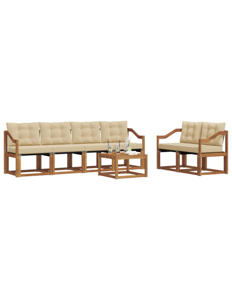 Set di divani con cuscino 7 pcs Naturale e Beige