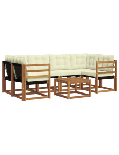 Set di divani con cuscino 7 pcs Naturale e Crema 2