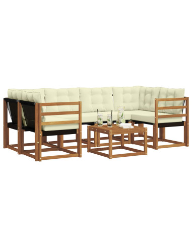 Set di divani con cuscino 7 pcs Naturale e Crema