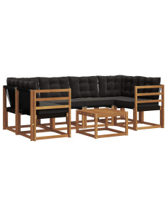 Set di divani con cuscino 7 pcs Naturale e Nero 2