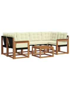 Set di divani con cuscino 7 pcs Naturale e Crema 2