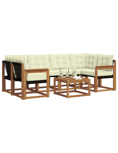 Set di divani con cuscino 7 pcs Naturale e Crema