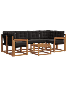 Set di divani con cuscino 7 pcs Naturale e Nero 2