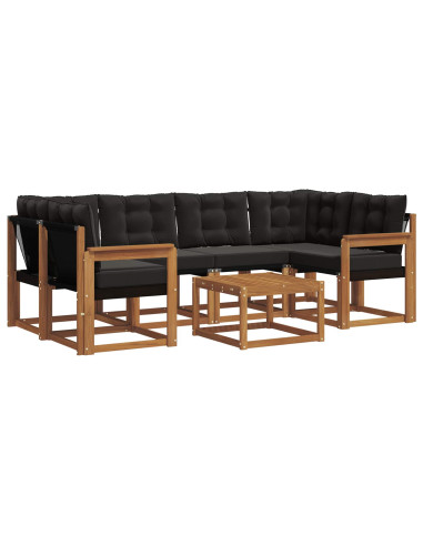 Set di divani con cuscino 7 pcs Naturale e Nero