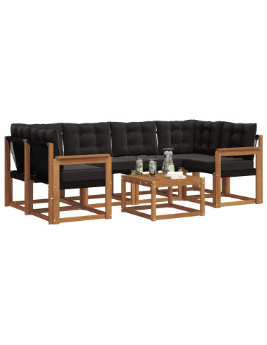 Set di divani con cuscino 7 pcs Naturale e Nero