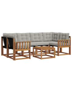 Set di divani con cuscino 7 pcs Grigio Naturale e Chiaro 2