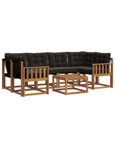Set di divani con cuscino 7 pcs Naturale e Nero 2