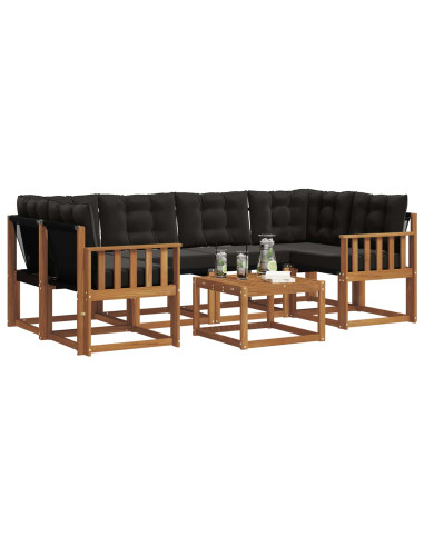 Set di divani con cuscino 7 pcs Naturale e Nero