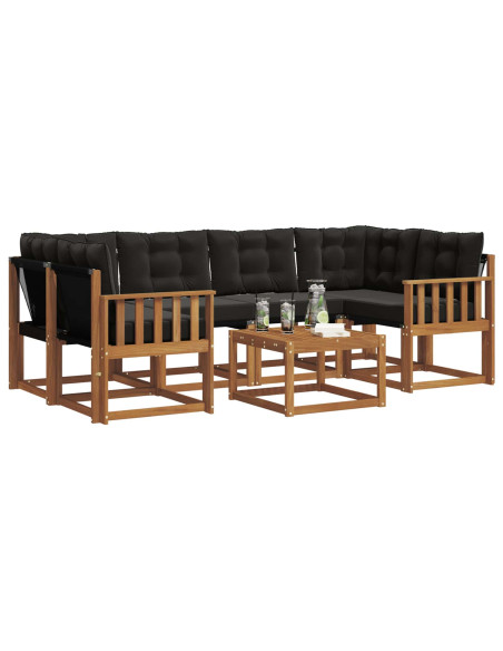 Set di divani con cuscino 7 pcs Naturale e Nero