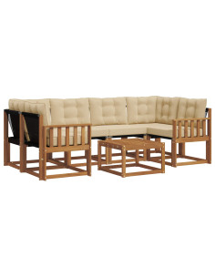 Set di divani con cuscino 7 pcs Naturale e Beige 2