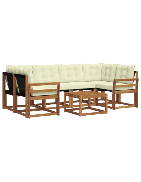Set di divani con cuscino 7 pcs Naturale e Crema