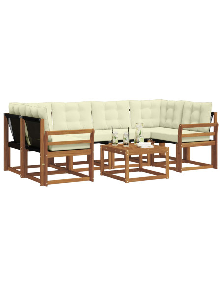 Set di divani con cuscino 7 pcs Naturale e Crema