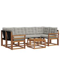 Set di divani con cuscino 7 pcs Grigio Naturale e Chiaro 2