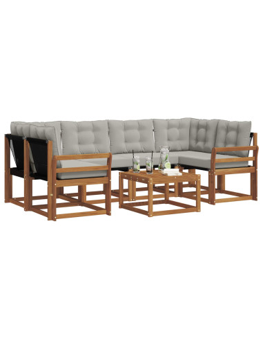 Set di divani con cuscino 7 pcs Grigio Naturale e Chiaro