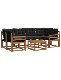 Set di divani con cuscino 7 pcs Naturale e Nero 2