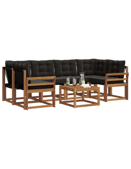 Set di divani con cuscino 7 pcs Naturale e Nero