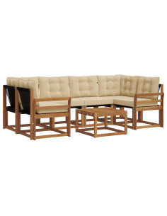 Set di divani con cuscino 7 pcs Naturale e Beige 2