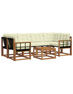 Set di divani con cuscino 7 pcs Naturale e Crema 2