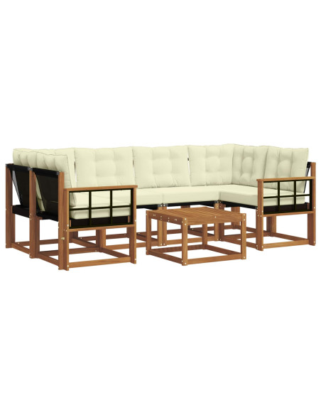 Set di divani con cuscino 7 pcs Naturale e Crema