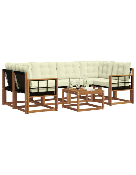 Set di divani con cuscino 7 pcs Naturale e Crema