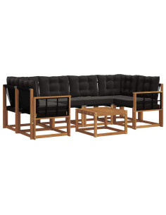 Set di divani con cuscino 7 pcs Naturale e Nero 2