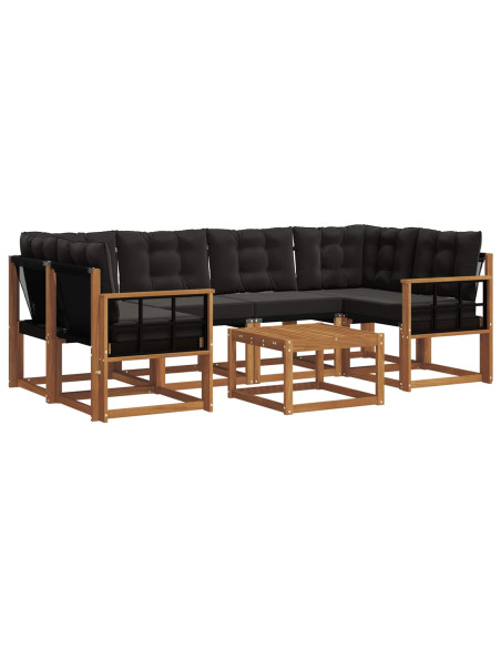 Set di divani con cuscino 7 pcs Naturale e Nero