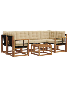 Set di divani con cuscino 7 pcs Naturale e Beige 2