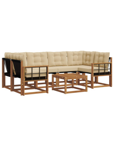 Set di divani con cuscino 7 pcs Naturale e Beige