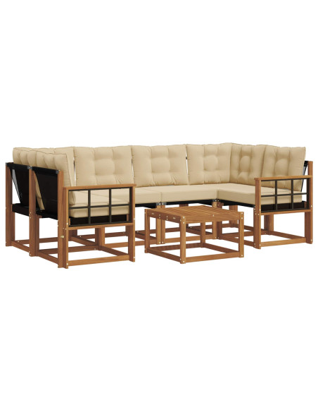 Set di divani con cuscino 7 pcs Naturale e Beige