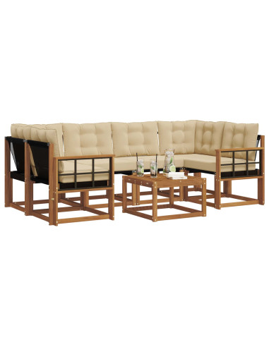 Set di divani con cuscino 7 pcs Naturale e Beige