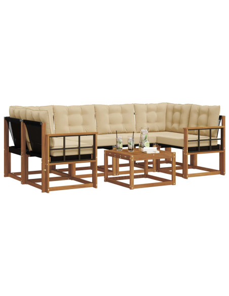 Set di divani con cuscino 7 pcs Naturale e Beige