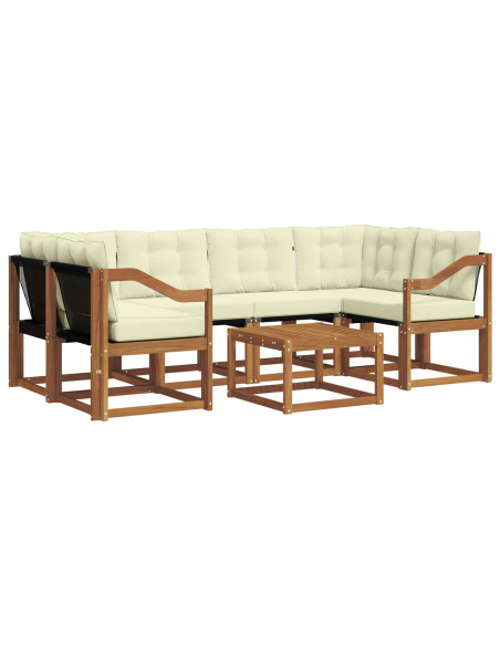 Set di divani con cuscino 7 pcs Naturale e Crema