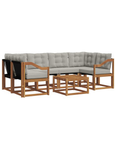 Set di divani con cuscino 7 pcs Grigio Naturale e Chiaro 2