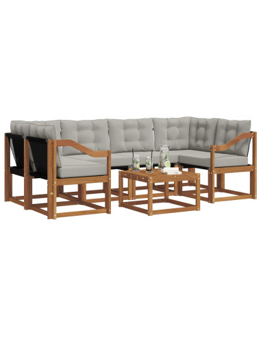 Set di divani con cuscino 7 pcs Grigio Naturale e Chiaro