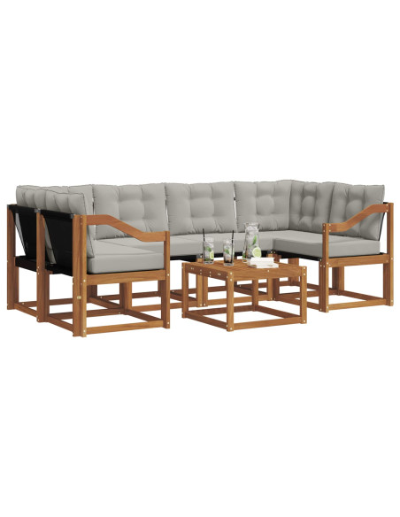 Set di divani con cuscino 7 pcs Grigio Naturale e Chiaro