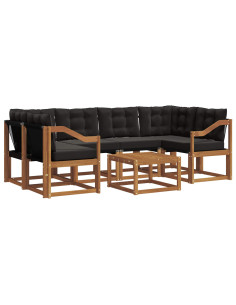 Set di divani con cuscino 7 pcs Naturale e Nero 2