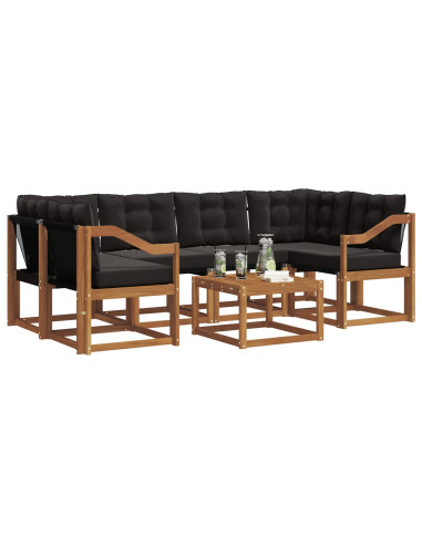 Set di divani con cuscino 7 pcs Naturale e Nero