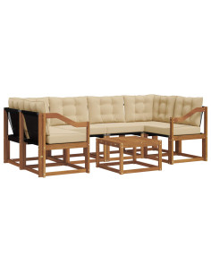 Set di divani con cuscino 7 pcs Naturale e Beige 2