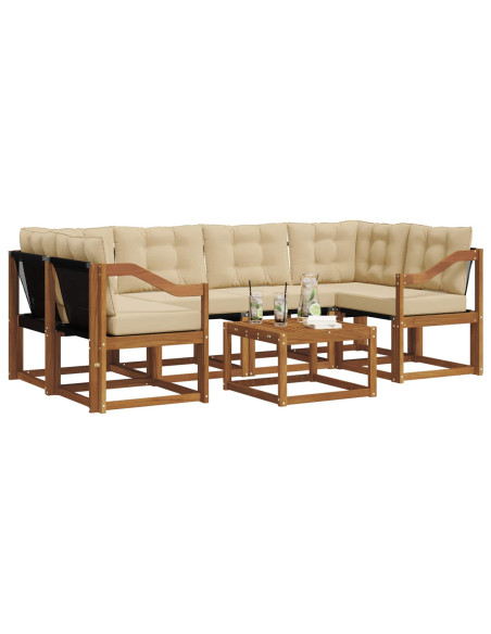 Set di divani con cuscino 7 pcs Naturale e Beige