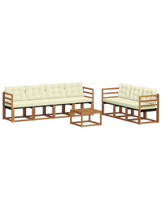 Set di divani con cuscino 8 pcs Naturale e Crema 2