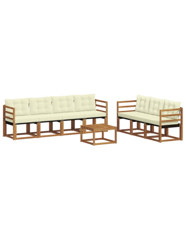 Set di divani con cuscino 8 pcs Naturale e Crema