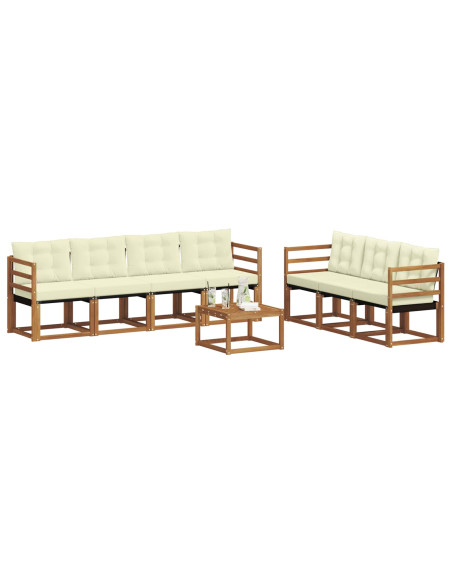 Set di divani con cuscino 8 pcs Naturale e Crema