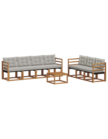 Set di divani con cuscino 8 pcs Grigio Naturale e Chiaro