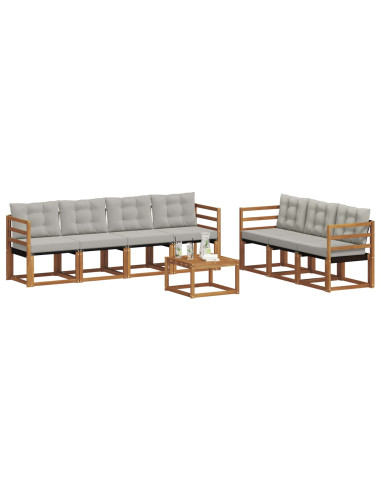 Set di divani con cuscino 8 pcs Grigio Naturale e Chiaro